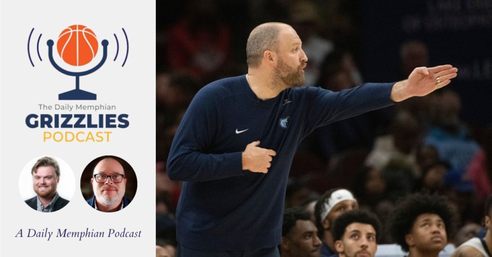 <strong>Memphis Grizzlies head coach Taylor Jenkins directs his team during the second half of an NBA basketball game against the Cleveland Cavaliers in Cleveland on Feb. 23.</strong> (Photo by Phil Long/AP file)