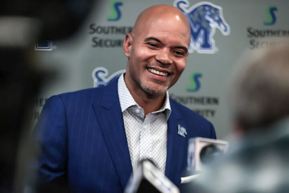 <strong>Memphis Tigers athletic director Ed Scott address the media Sept. 26, 2024.</strong> (Patrick Lantrip/The Daily Memphian file)