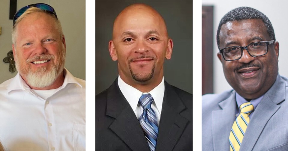 <strong>Mike Hutchins (left), Dion M. Jones (center) and Don Gammage are vying for the Ward 3 alderman seat in Olive Branch.</strong> (File photos)