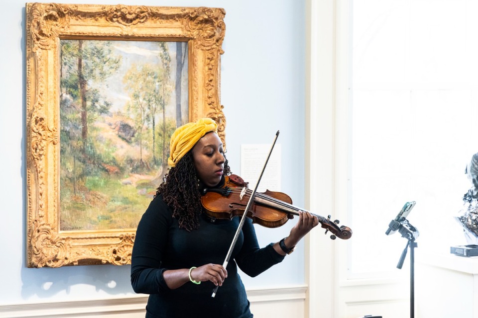 <strong>Zoe Johnson performs inside the Dixon residence living room during Saturday&rsquo;s Women in Arts event at the Dixon Gallery and Gardens.</strong> (Brad Vest/Special to The Daily Memphian)