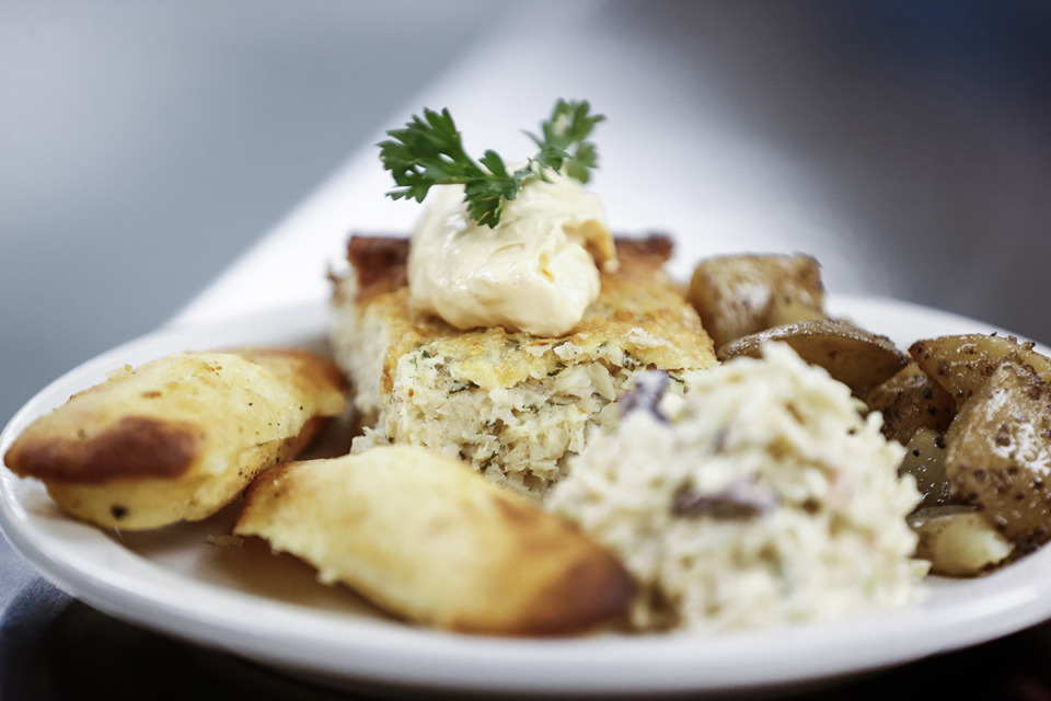 <strong>Fish pudding and fixings at Calvary Episcopal Church&rsquo;s Waffle Shop on Friday, March 7, 2025.</strong> (Mark Weber/The Daily Memphian)