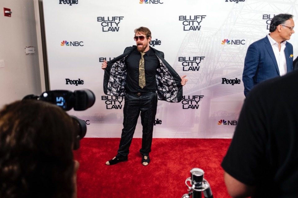 <strong>Josh Kelly, who plays Robbie Ellis in &ldquo;Bluff City Law,&rdquo; shows off the new Elvis-themed suit he bought from Lansky Bros., better known as Lansky's. &ldquo;I'm going to wear this to every wedding I go to,&rdquo; he said.</strong>&nbsp;(Houston Cofield/Special to The Daily Memphian)