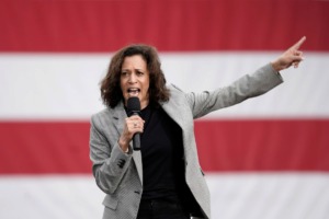 <strong>Presidential candidate Sen. Kamala Harris (speaking Sept. 21 at the Polk County, Iowa, Democrats Steak Fry in Des Moines) cancelled her Memphis appearance that had been set for Sun., Sept. 22 at East High.</strong>&nbsp;(Nati Harnik/AP)