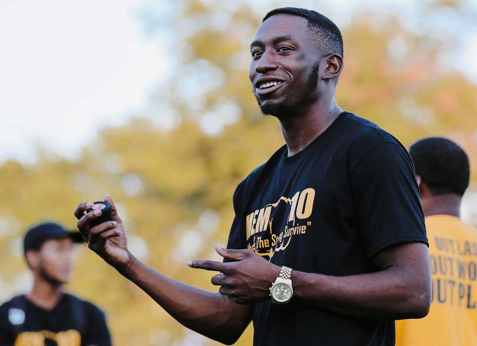 <strong>Dreyvon Mitchell, an assistant coach for&nbsp;Memphis Academy of Health Sciences, is part of a group of MAHS assistant coaches who all played high school ball together at Southwind.</strong> (Houston Cofield/Daily Memphian)