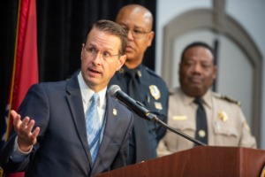 <strong>U.S. District Attorney General for West Tennessee, Michael Dunavant speaks at a press conference at the National Public Safety Symposium Monday, Sept. 9, 2019 at the Hilton Hotel in Memphis, Tennessee.</strong> (Greg Campbell/Special for The Daily Memphian)