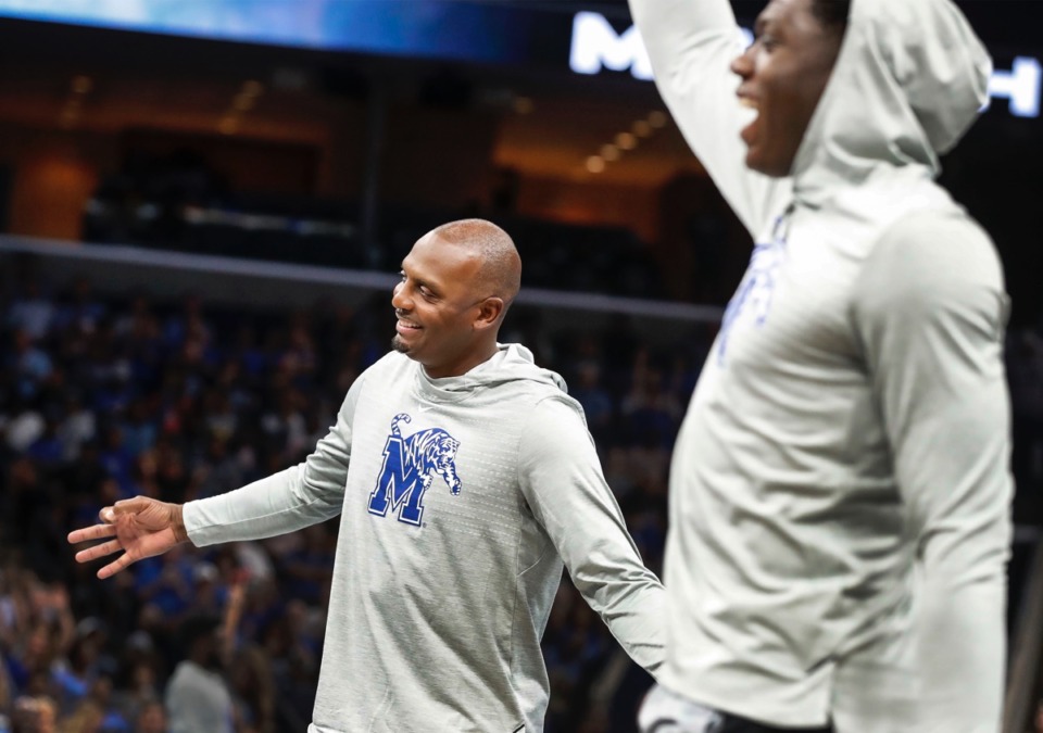 <strong>Tigers head coach Penny Hardaway celebrates during Memphis Madness.</strong> (Mark Weber/Daily Memphian)