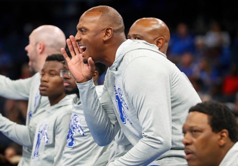 <strong>Memphis Tigers head coach Penny Hardaway yells at his team during Memphis Madness at the FedExForum Thursday, Oct. 3, 2019.</strong> (Mark Weber/Daily Memphian)