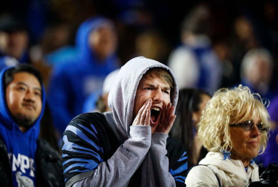 <strong>University of Memphis fans cheer on the Tigers during the game against SMU Saturday, Nov. 2, 2019, at Liberty Bowl Memorial Stadium.</strong> (Mark Weber/Daily Memphian)