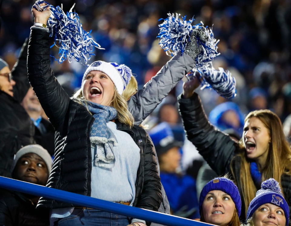 <strong>University of Memphis fans cheer on the Tigers during the game against SMU Saturday, Nov. 2, 2019, at Liberty Bowl Memorial Stadium.</strong> (Mark Weber/Daily Memphian)