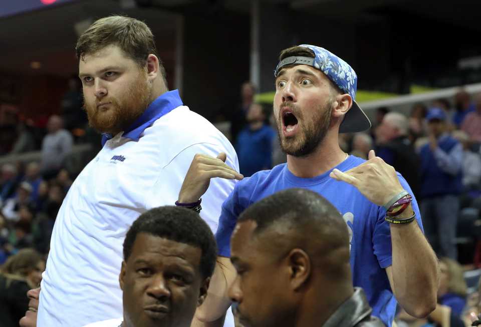 <strong>Memphis Tigers fans howl in the second half of the exhibition game against Christian Brothers at FedExForum Friday night. The Tigers won 95-68.&nbsp;</strong>(Karen Pulfer Focht/Special to The Daily Memphian)
