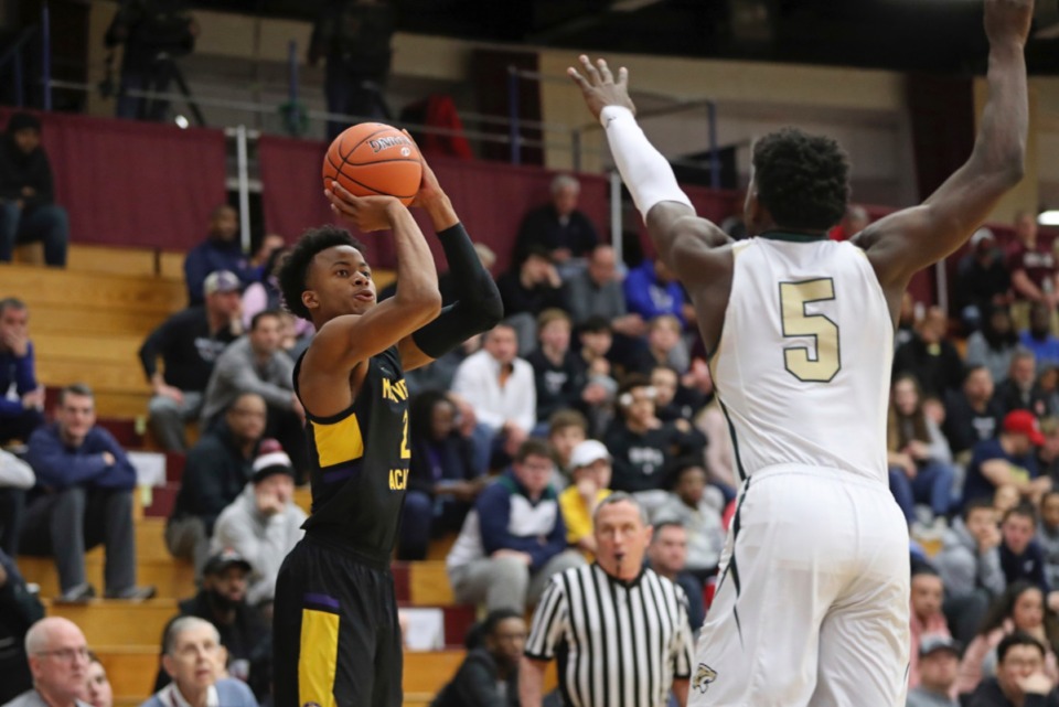 <strong>Montverde Academy's Moses Moody (with ball, playing against Holy Spirit in Springfield, Mass., Jan. 19) is scheduled to play in Hoopfest. He is an Arkansas commit.</strong> (Gregory Payan/AP)