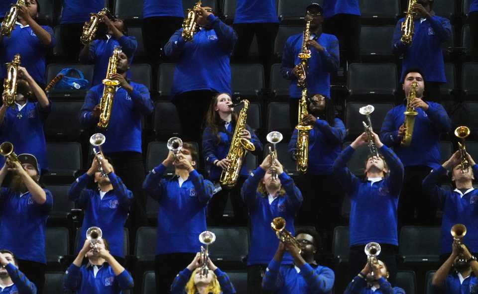 <strong>The University of Memphis band performs during the second half of the Tigers' exhibitiongame against Christian Brothers at FedExForum Friday night.&nbsp;</strong>(Karen Pulfer Focht/Special to The Daily Memphian)