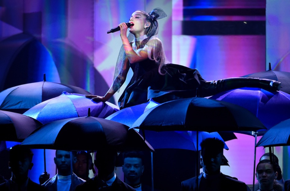 <strong>Ariana Grande performs "No Tears Left To Cry" at the Billboard Music Awards at the MGM Grand Garden Arena on Sunday, May 20, 2018, in Las Vegas.</strong> (Chris Pizzello/Invision/AP)