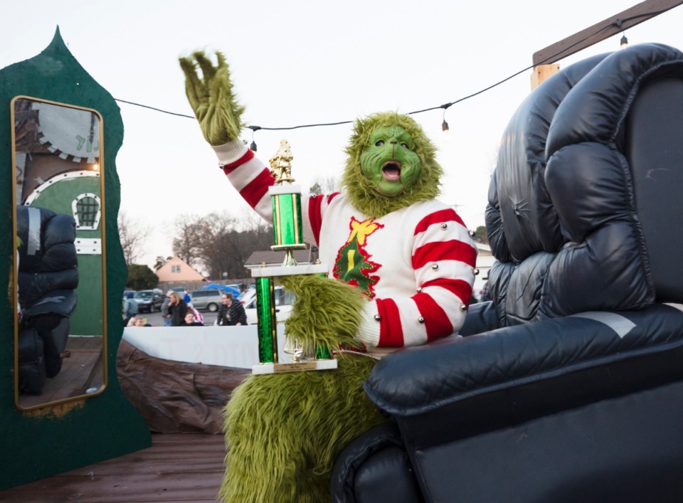 <strong>Aiden Ramsawack takes on the role of the Grinch during the Bartlett Christmas Parade on December 7, 2019.</strong> (Ziggy Mack/special to the Daily Memphian)