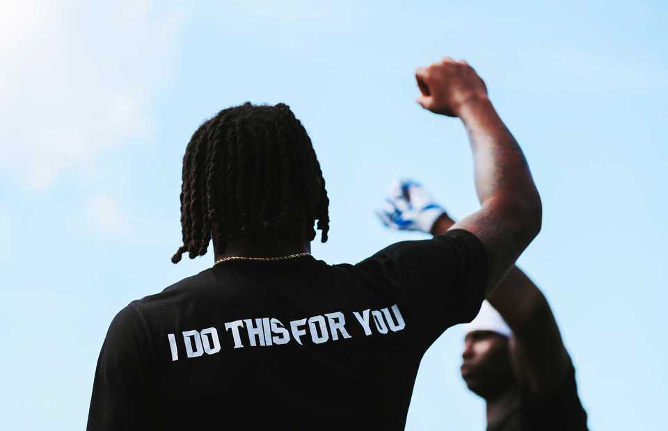 <strong>Before games, players including defensive back T.J. Carter wear official team shirts with the phrase &ldquo;I do this for you.&rdquo; Coach Mike Norvell said, &ldquo;That came from (former Memphis receiver) Isaac Bruce. He&rsquo;s incredible. He spoke to the team&nbsp;during camp ... . As part of his talk, he said&nbsp;that the team shirts have to say, 'I do this for you.' It was perfect.&nbsp;I got on the phone right then to Marc (Hohorst, the equipment manager)&nbsp;and I said the team shirts have to say, 'I do this for you.' &rdquo;&nbsp;</strong>(Houston Cofield/Daily Memphian)