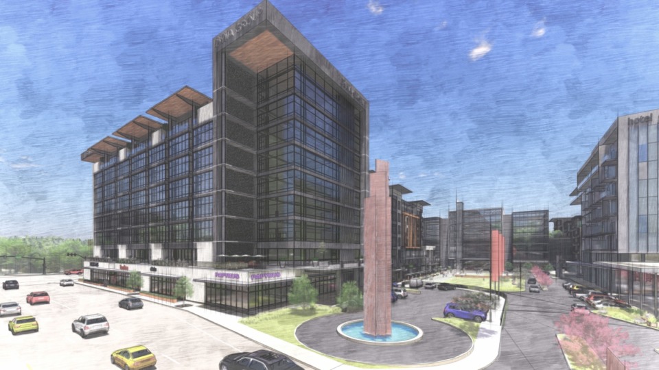 <strong>An outline plan for the Carrefour at the Gateway development, seen here in a rendering, was approved Dec. 9. </strong>(File/Daily Memphian)