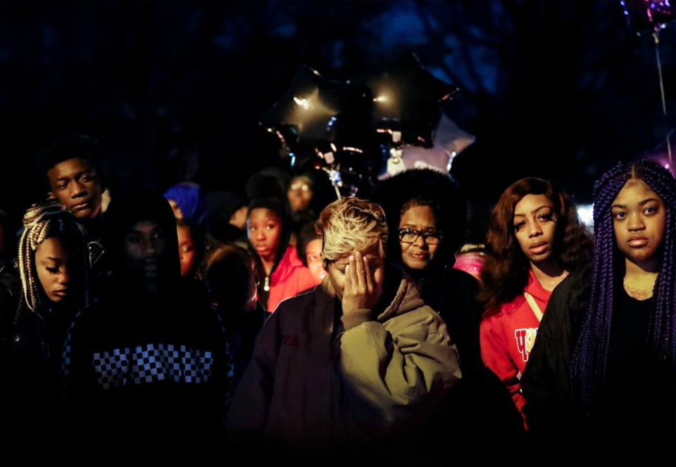 <strong>Family and friends of Demont'e Johnson, a 13-year-old killed on Dec. 8, attend a vigil on what would have been his 14th birthday Dec. 10, 2019, in Orange Mound.</strong> (Mark Weber/Daily Memphian)