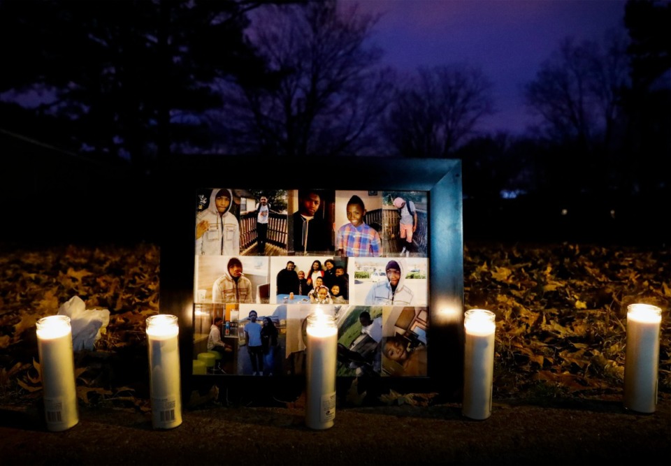 <strong>Family and friends of Demont'e Johnson, a 13-year-old killed on Dec. 8, attend a vigil on what would have been his 14th birthday Dec. 10, 2019, in Orange Mound.</strong> (Mark Weber/Daily Memphian)