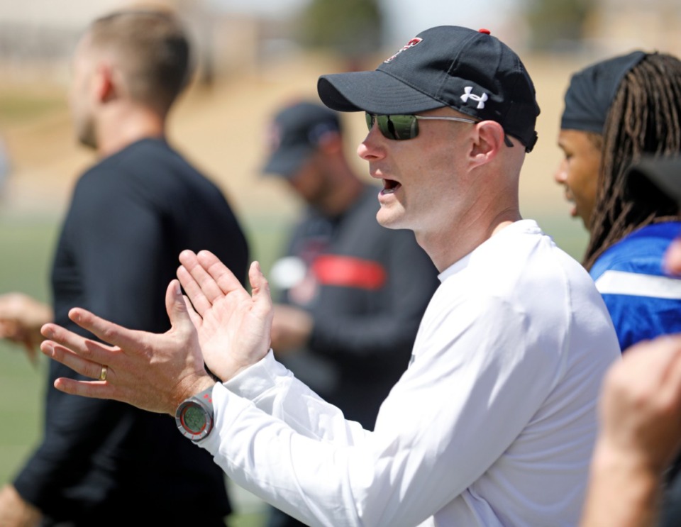 <strong>Tigers' offensive coordinator Kevin Johns, seen here at Texas Tech in March 2018, will aid Ryan Silverfield in the Cotton Bowl.</strong>&nbsp;(Brad Tollefson/Lubbock Avalanche-Journal via AP)