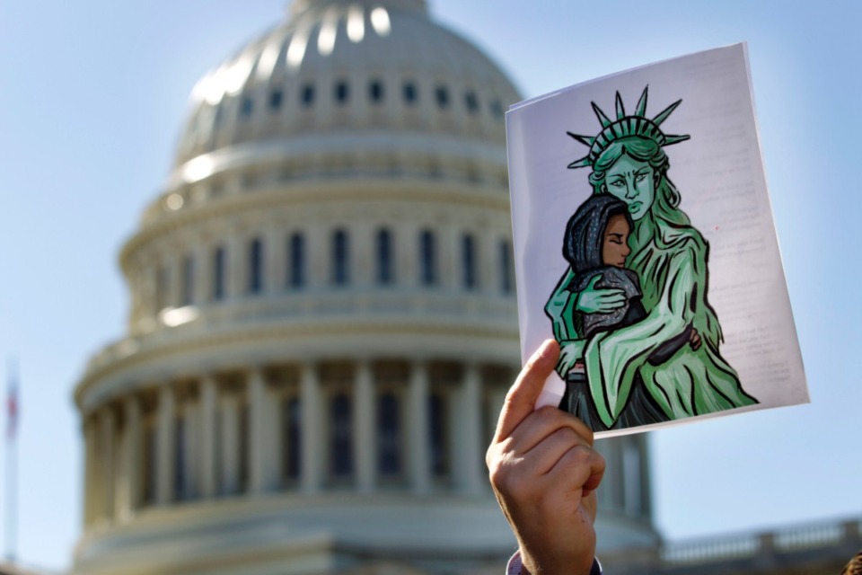 <strong>Faith leaders and members of human rights groups protest outside of the U.S. Capitol on Oct. 15, 2019, in Washington during a demonstration calling for Congress not to end refugee resettlement programs.</strong> (AP File Photo)