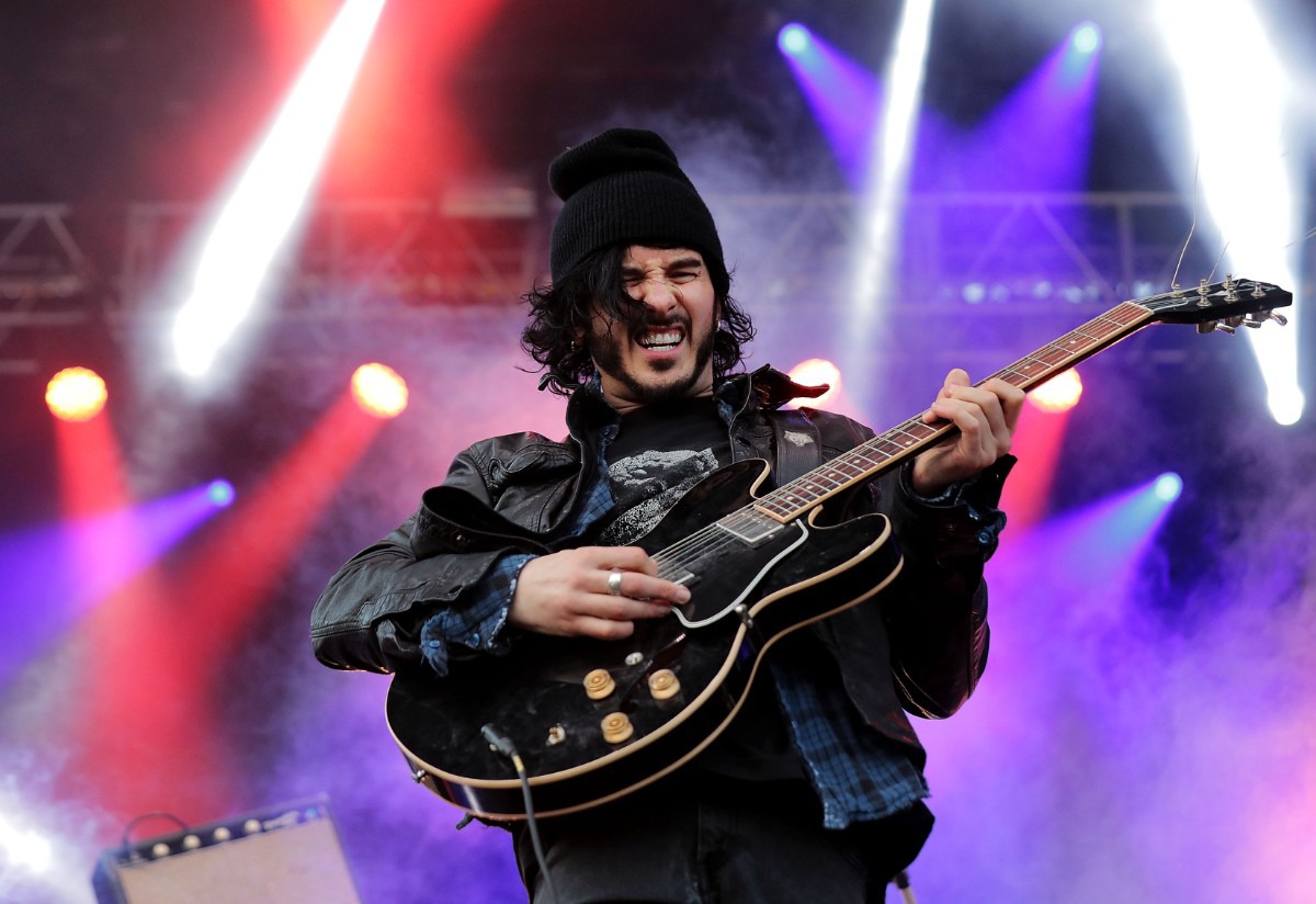 <strong>Reignwolf guitarist and singer Jordan Cook performs at the second annual Mempho Music Festival at Shelby Farms on Oct. 19, 2019.</strong> (Patrick Lantrip/Daily Memphian)