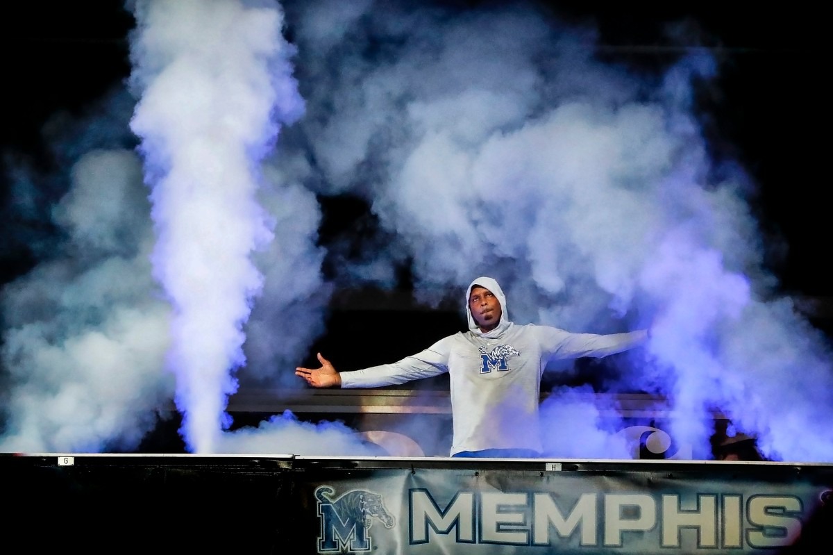 <strong>Tigers head coach Penny Hardaway is surrounded by smoke while being introduced during Memphis Madness at FedExForum on Oct. 3, 2019.</strong> (Mark Weber/Daily Memphian)