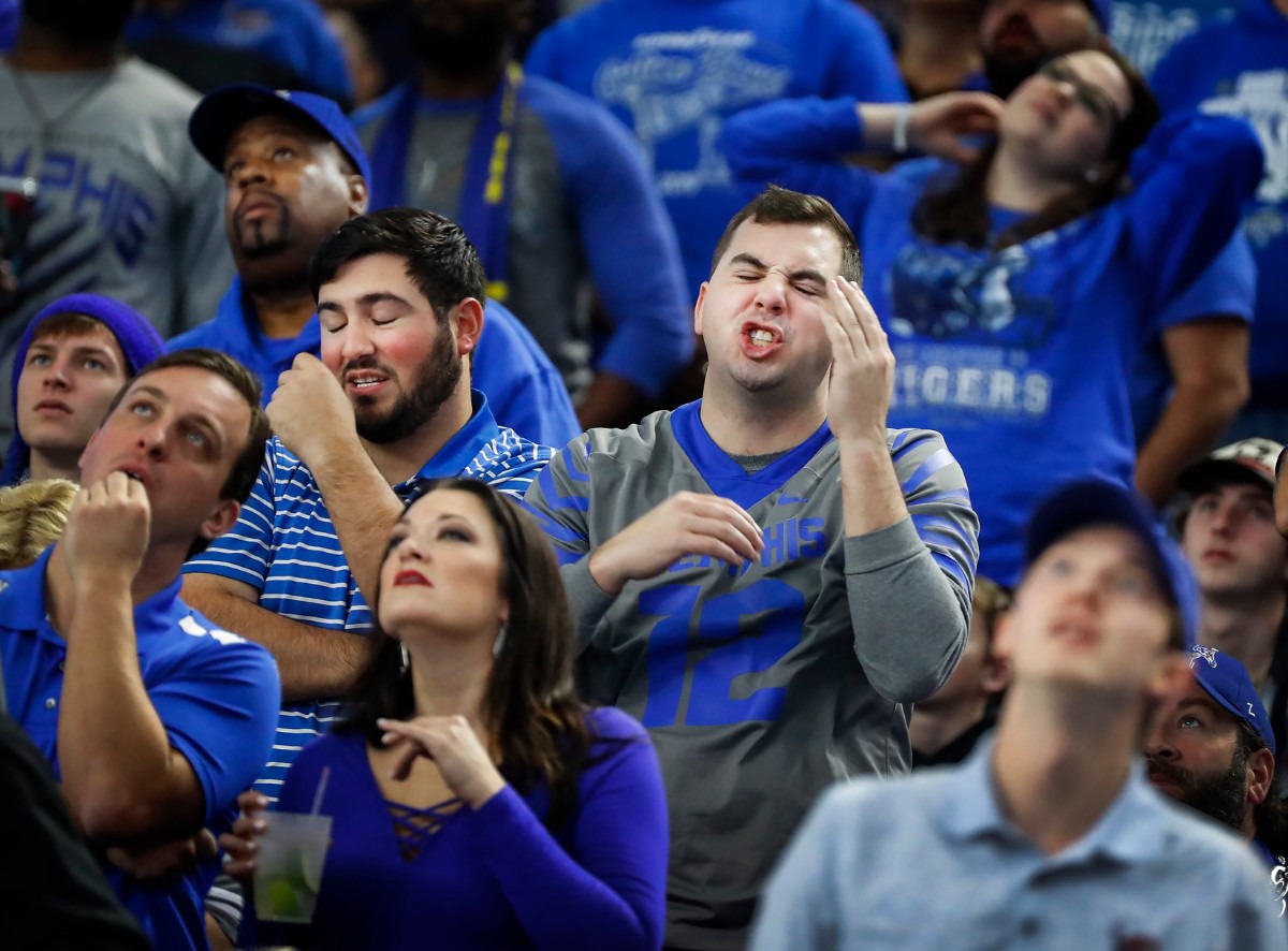 <strong>University of Memphis fans react after a Penn State touchdown during action at the Cotton Bowl on Dec. 28, 2019, at AT&amp;T Stadium in Arlington, Texas.</strong> (Mark Weber/Daily Memphian)