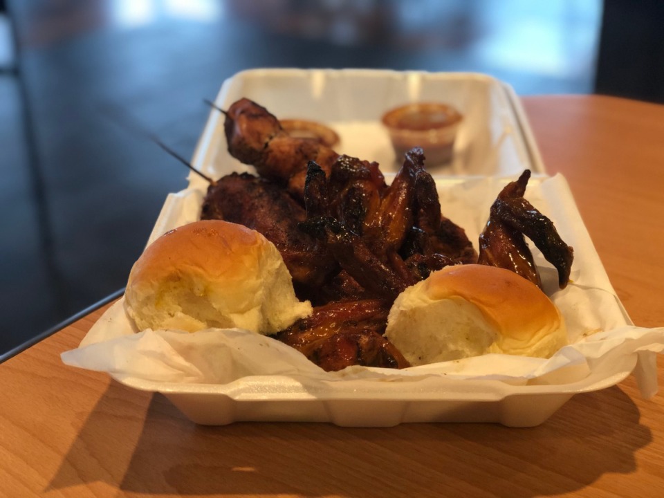<strong>Chicken on a stick and hot wings are the OG at The Grille, which has opened a second location in Cordova and vastly expanded its menu.</strong> (Jennifer Biggs/Daily Memphian)