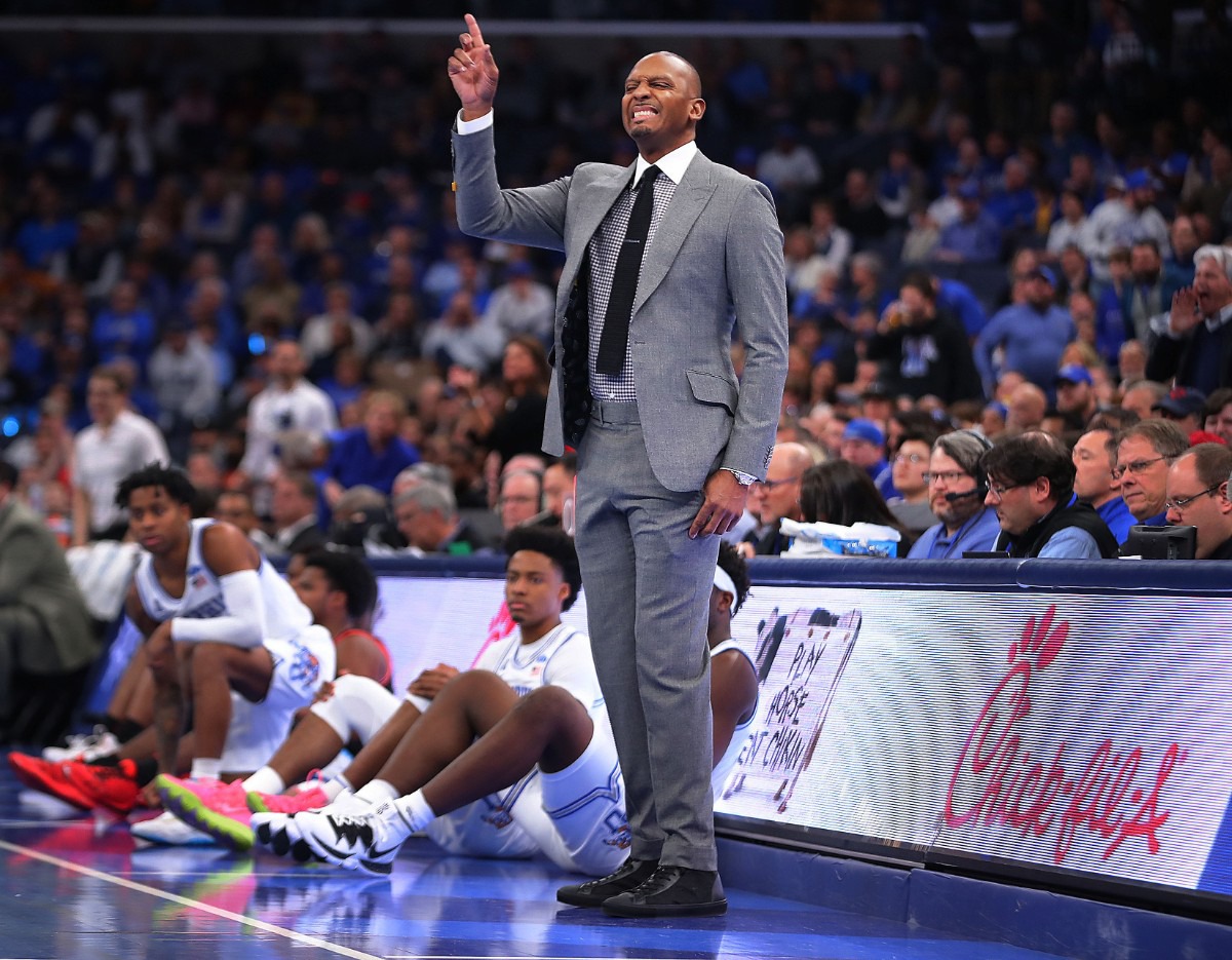 <strong>University of Memphis coach Penny Hardaway reacts to a turnover during the Tigers' game on Jan. 4, 2020, against Georgia at the FedExForum.</strong> (Jim Weber/Daily Memphian)