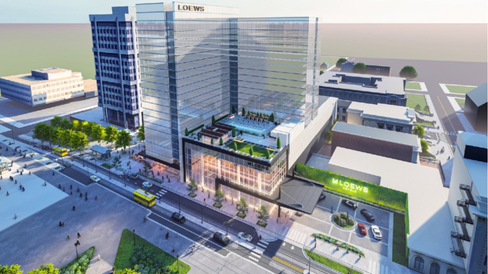 <strong>The proposed Loews Hotel in Downtown Memphis received final approval Jan. 8, 2020.</strong> (Inland Pacific Companies)