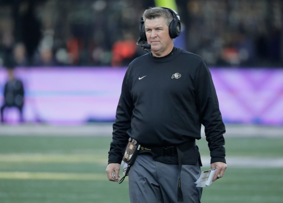 <strong>Mike MacIntyre during his time as coach at Colorado. MacIntyre, who recently coached at Ole Miss, was named the Memphis defensive coordinator onb Thursday.&nbsp;</strong>(AP Photo/Ted S. Warren)