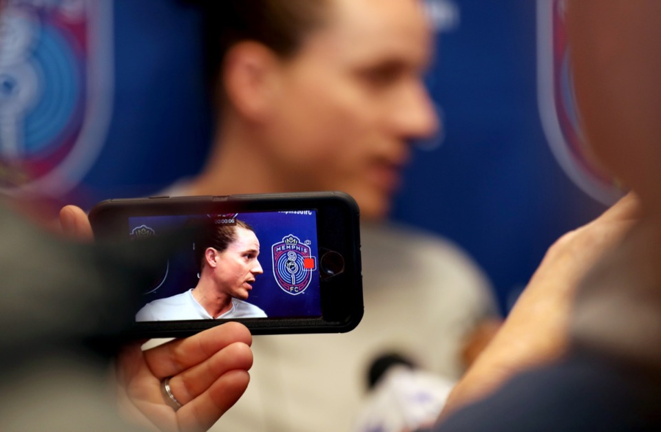 <strong>Marc Burch (at a 2019 press conference) is one of the big names returning for the 2020 season.</strong> (Patrick Lantrip/Daily Memphian file)