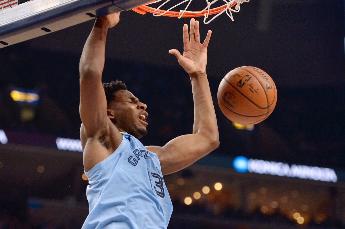 <strong>Memphis Grizzlies forward Jaren Jackson Jr. (13) dunks during the second half of the team's NBA basketball game against the Houston Rockets on Tuesday, Jan. 14, 2020, at FedExForum.</strong> (Brandon Dill/AP)