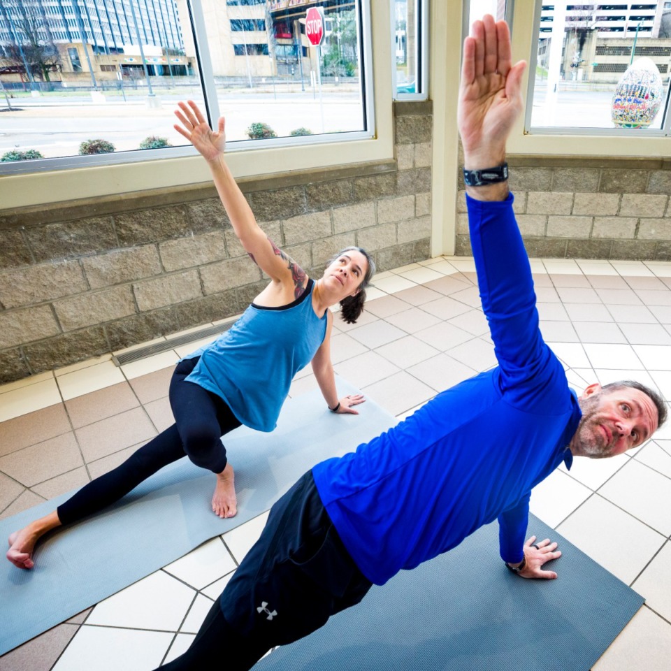 <strong>Misty and Troy Aucoin enjoy yoga and other fitness activities after both undergoing gastric bypass surgery. Misty, 46, has lost 90 pounds. Troy, 51, has lost 106 pounds. </strong>(Ziggy Mack/Special to Daily Memphian)