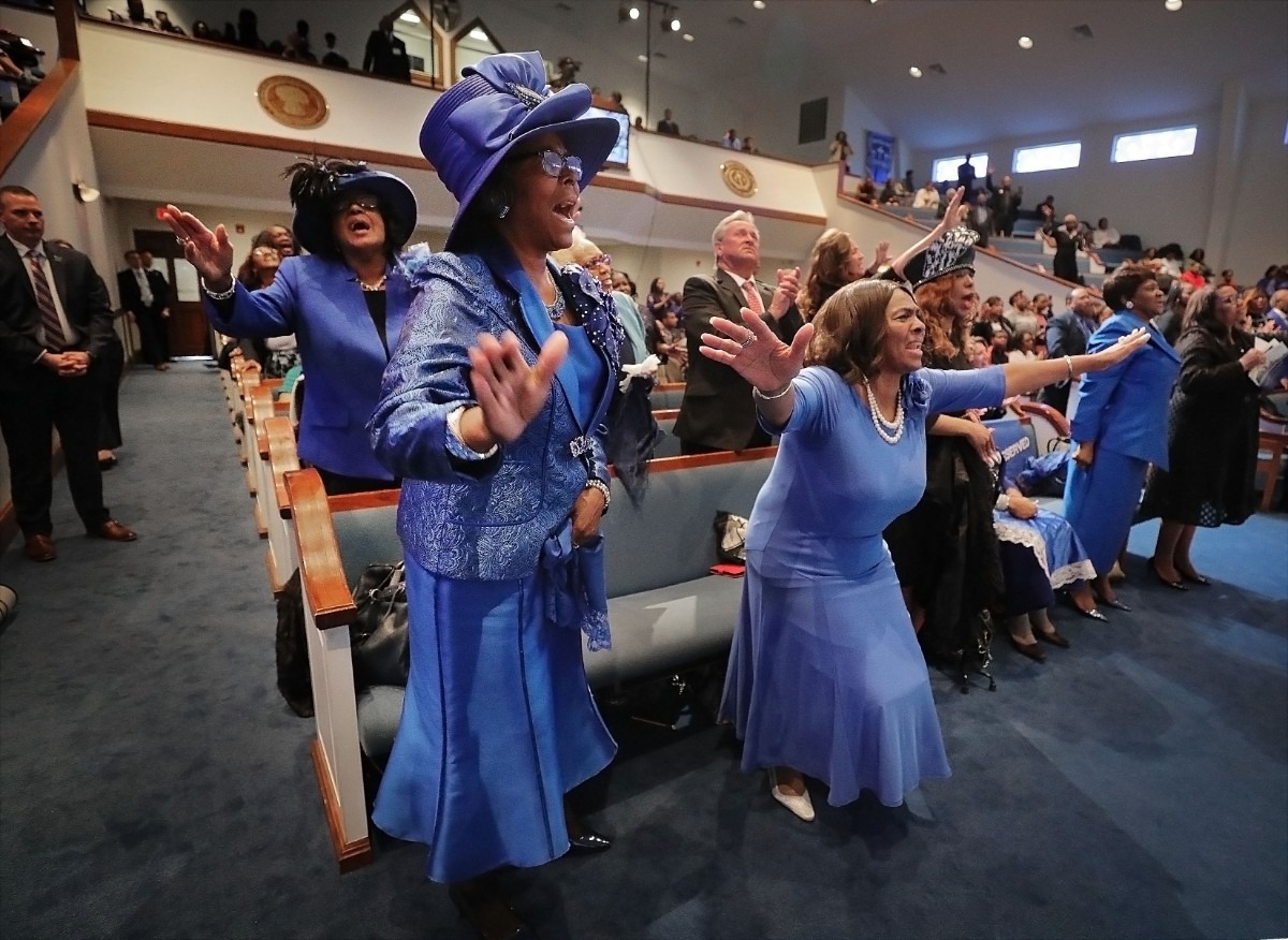 <strong>The congregation at Holy City Church of God in Christ engages in enthusiastic worship during the morning service on Sunday, Jan. 19, 2020.&nbsp;</strong>(Patrick Lantrip/Daily Memphian)