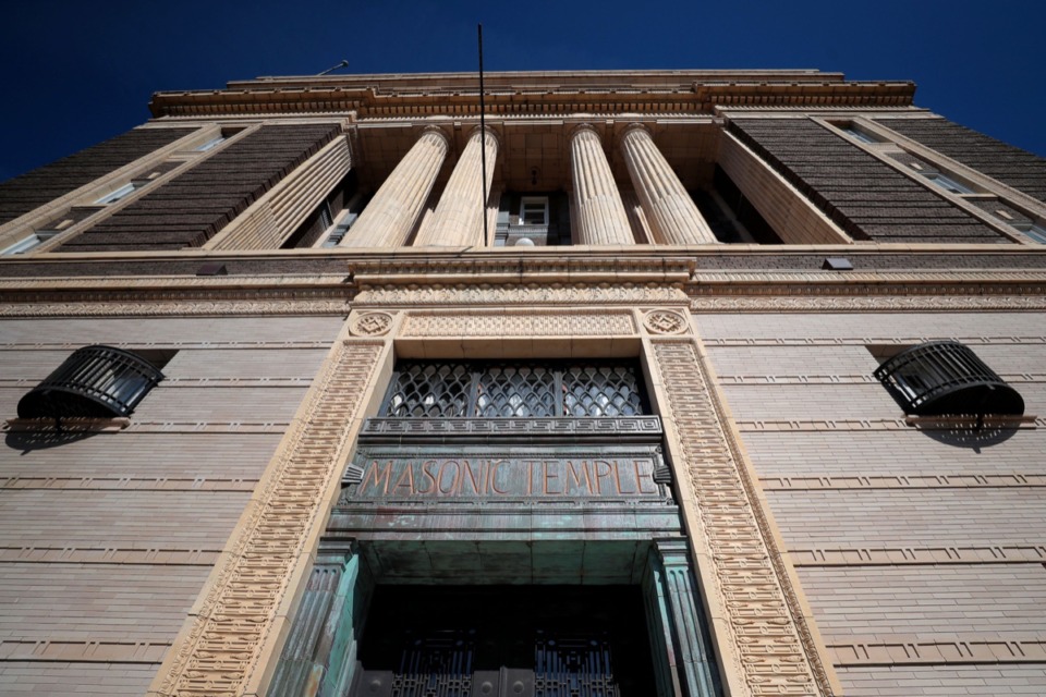 <strong>The 106-year-old Masonic Lodge on Court Avenue has recently come on the market for $2.5 million under a listing by the brokerage firm Avison Young.</strong> (Jim Weber/Daily Memphian)
