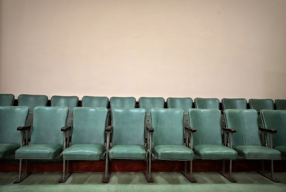 <strong>A room formerly used by the Order of the Eastern Star sits empty during a tour Feb. 8, 2020, of the Masonic Lodge on Court.</strong> (Jim Weber/Daily Memphian)