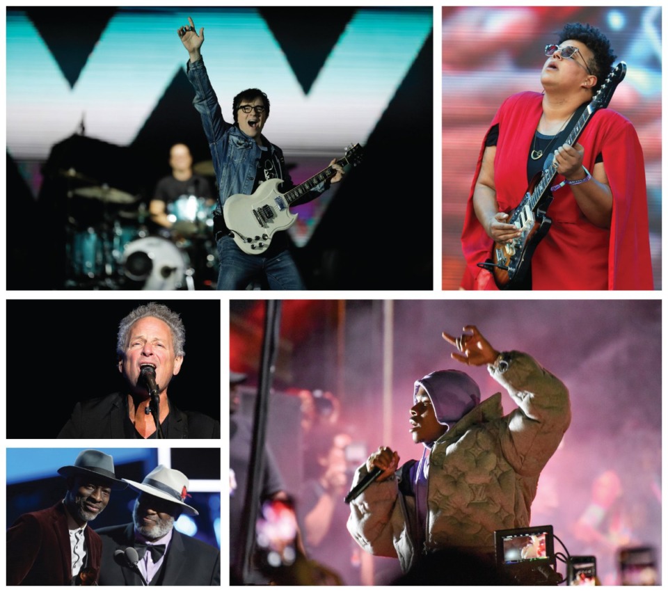 <strong>Clockwise from top left: Weezer, Brittany Howard, DaBaby, Keb Mo and Taj Mahal, and Lindsey Buckingham.</strong> (AP Photos)