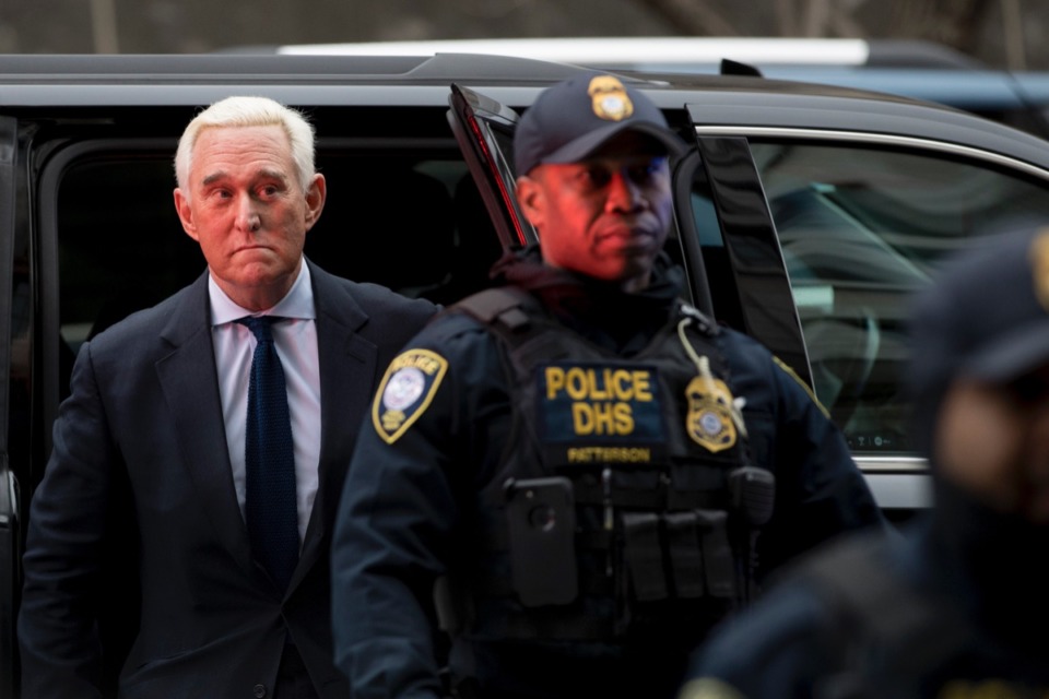 <strong>Former campaign adviser for President Donald Trump, Roger Stone, arrives at Federal Court in Washington on Jan. 29, 2019.</strong> (Andrew Harnik/AP file)