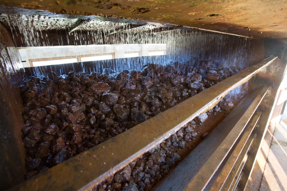 <strong>Water pumped from Memphis Sand aquifer runs through layers of koke stones in one of the aerators at MLGW's Sheahan pumping station in January 2017.</strong> (File/Daily Memphian)