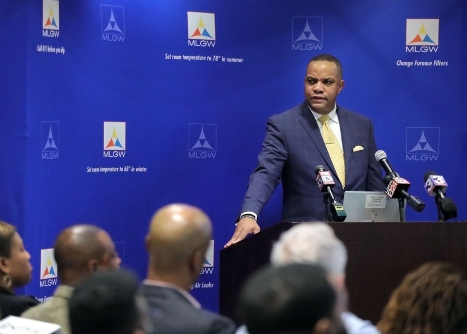 <strong>MLGW president and CEO J.T. Young delivers the first State of MLGW address&nbsp; at the utility's Downtown Memphis headquarters Feb. 19, 2020.</strong> (Patrick Lantrip/Daily Memphian)