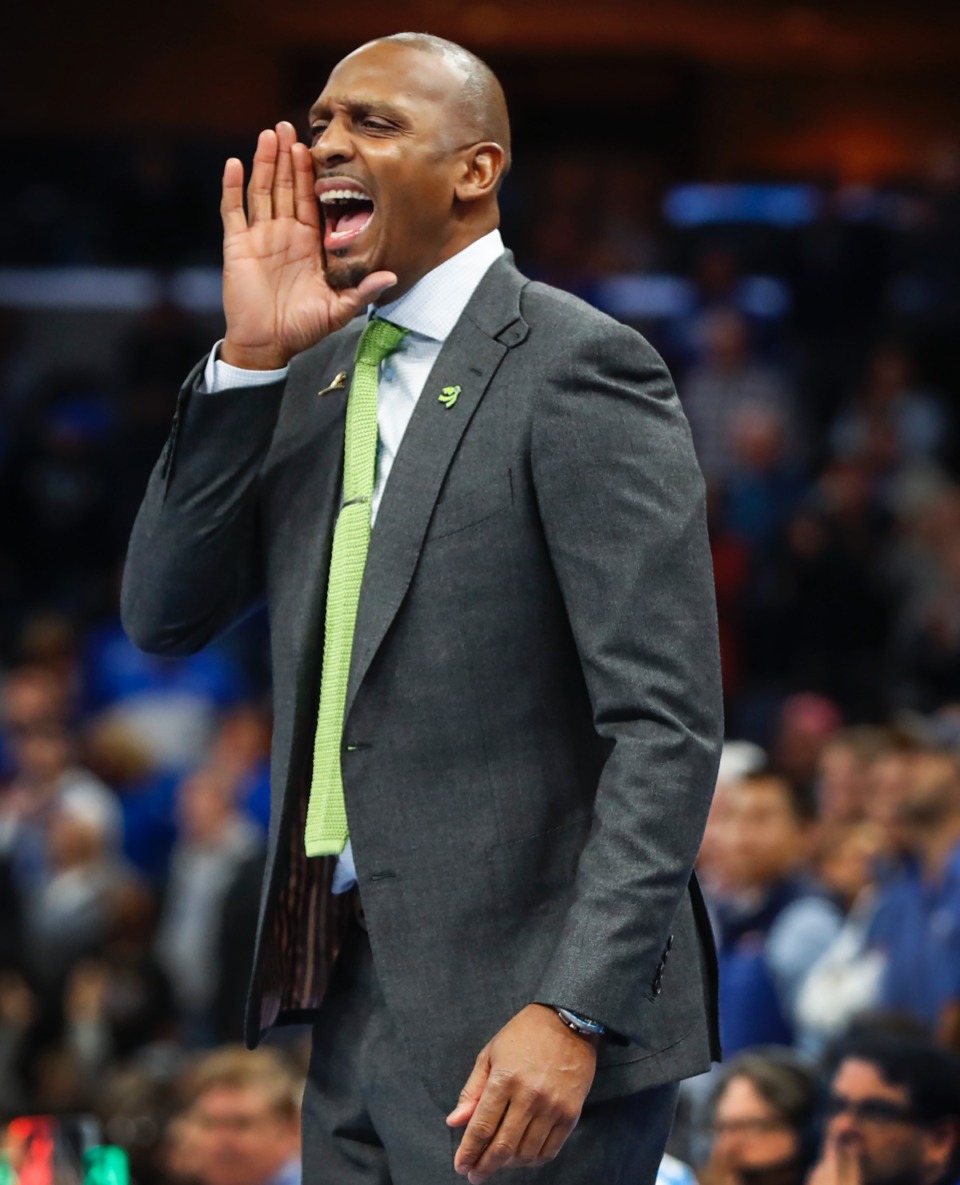 <strong>Memphis head coach Penny Hardaway yells intstructions to his players during action against ECU Wednesday, Feb. 19, 2020, at FedExForum.</strong> (Mark Weber/Daily Memphian)