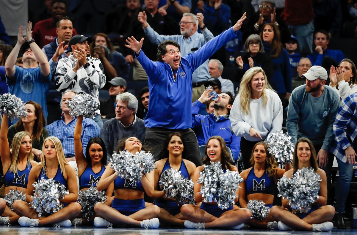 <strong>Memphis fans do the voodoo the Memphis fans do as the Tigers battle ECU Feb. 19, 2020, at FedExForum.</strong> (Mark Weber/Daily Memphian)