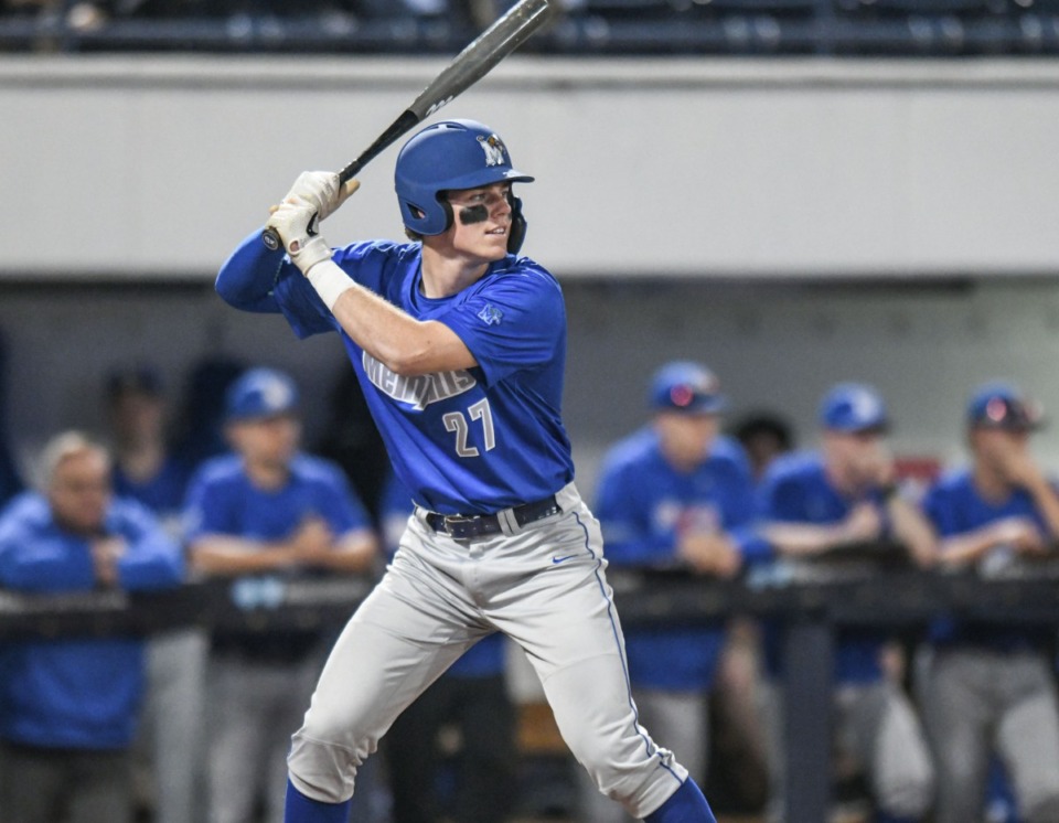 <strong>Memphis&rsquo; Taylor Howell bats against Ole Miss at Oxford-University Stadium in Oxford, Miss., on Tuesday, March 3, 2020.</strong> (Bruce Newman/Special to The Daily Memphian)