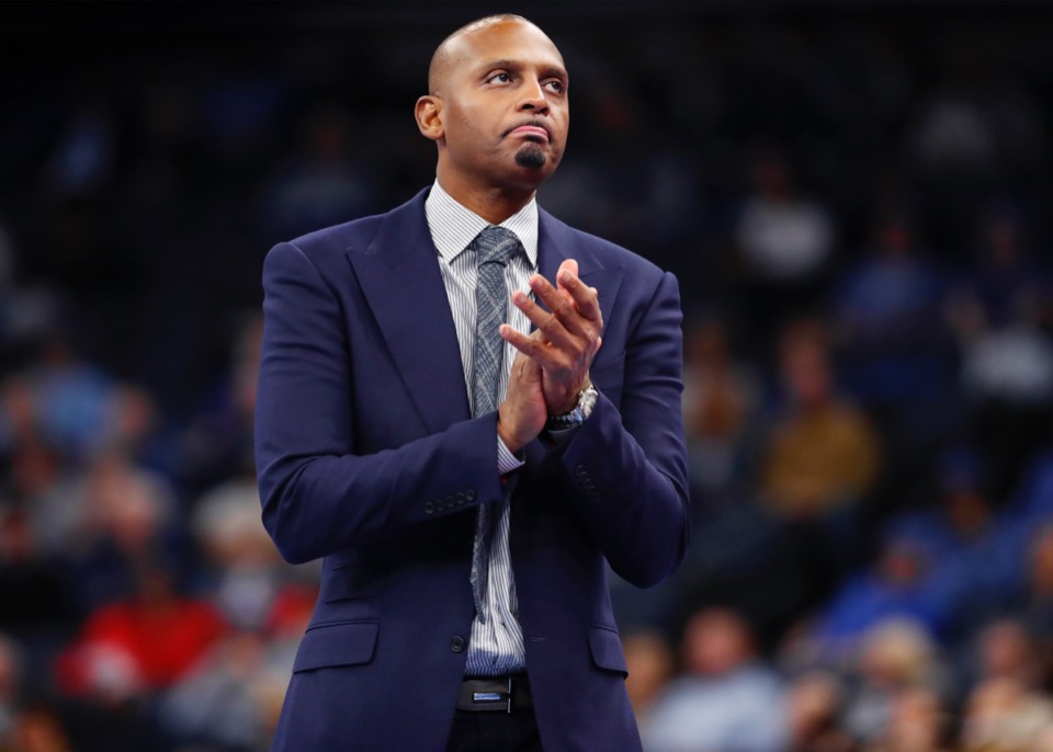 <strong>Memphis head coach Penny Hardaway, seen here at the Temple game Feb. 5, 2020, will be a guinea pig of sorts for the NCAA's&nbsp;Independent Accountability Resolution Process.</strong> (Mark Weber/Daily Memphian)