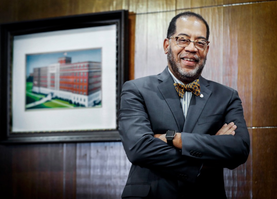 <strong>Dr. Reginald Coopwood, photographed on March 2, 2020,&nbsp; celebrates his 10-year anniversary as the president and CEO of Regional One Health this year. During his years at Regional One, Coopwood has taken the hospital from perilously funded to a place that is ready to compete for business.</strong> (Mark Weber/Daily Memphian)