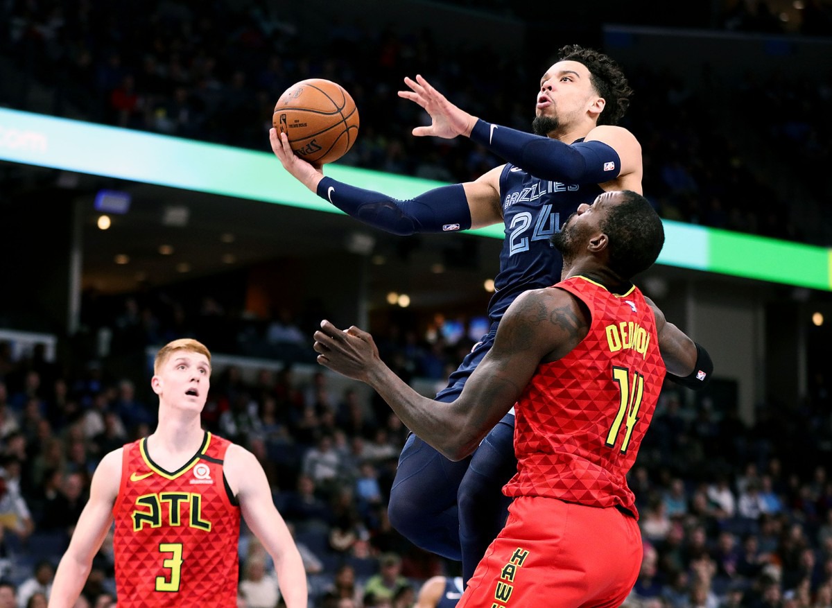 <strong>Memphis Grizzlies forward Dillion Brooks (24) goes up for a lay up during a March 7, 2020, game at FedExForum against the Atlanta Hawks.</strong> (Patrick Lantrip/Daily Memphian)