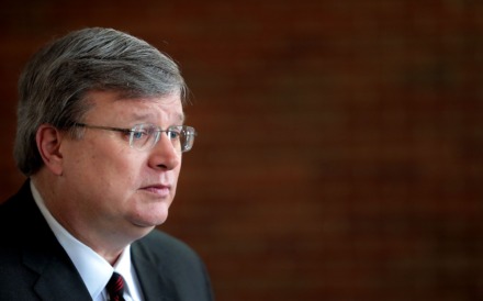 <strong>Memphis Mayor Jim Strickland gives a short press briefing before going into a daily meeting at Memphis Emergency Management headquarters on Friday, March, 20, 2020. Strickland said Friday an MPD employee is one of 10 people confirmed by the Shelby County Health Department to have tested positive for coronavirus.</strong> (Jim Weber/Daily Memphian)