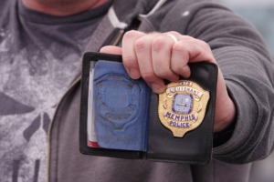 <strong>Retired Memphis police detective Cody Wilkerson once carried this badge. The former sex crimes detective testified about the mishandling of numbers of rape investigations by Memphis Police Department. MPD confirmed in 2013 it was holding 12,000 older rape kits, many never tested for DNA. Evidence suggests other kits were lost or destroyed. Many victims are still seeking justice, answers and closure from cases dating back 30 years or more.</strong> (Karen Pulfer Focht/Special to The Daily Memphian)