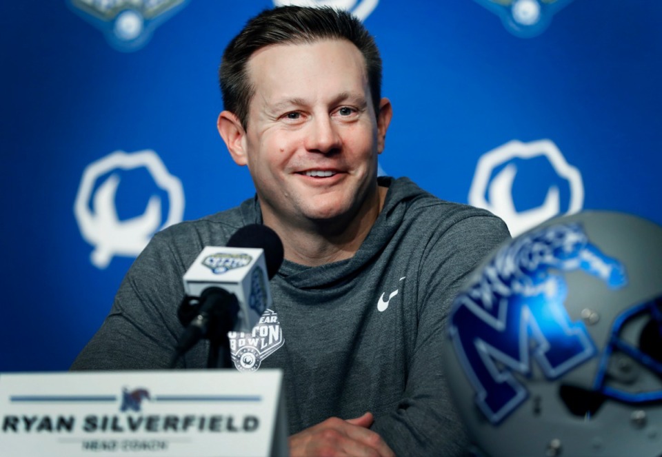 <strong>Memphis head coach Ryan Silverfield addresses the media during the Cotton Bowl Media Day Dec. 26, 2019, at AT&amp;T Stadium in Arlington, Texas. The pandemic has changed how recruiting is done.</strong> (Mark Weber/Daily Memphian file)